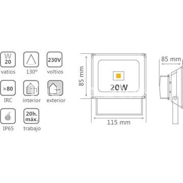 Foco de Led Exterior 20w IP 65 - Imagen 2