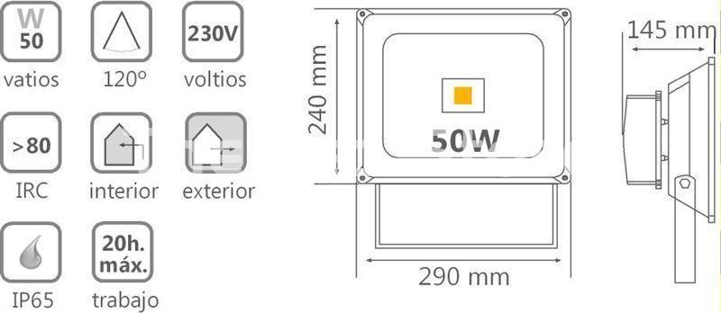 Foco de Led Exterior 50w IP 65 - Imagen 2