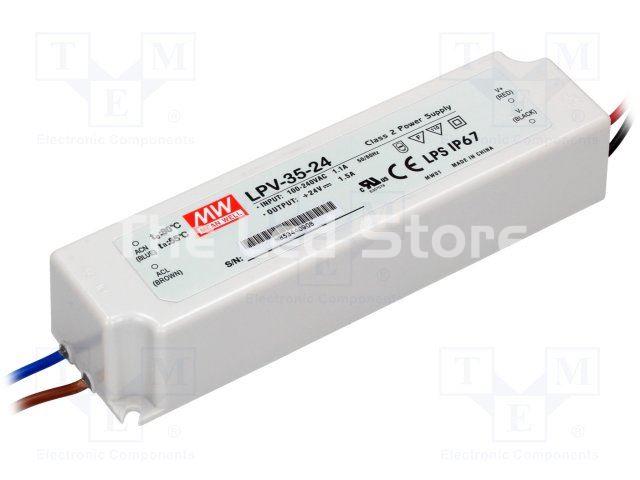 MEAN WELL LPV-35-24 Fuente de Alimentación 24V 36W 1.5A IP 67 - Imagen 1