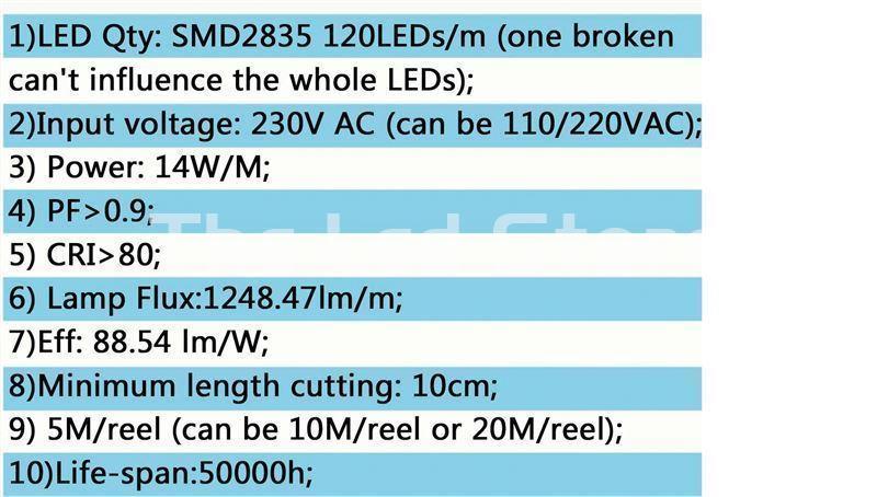 Tira a 220V de 14W. IP 65, 1200 lm/metro y de 11 mm de ancho - Imagen 2